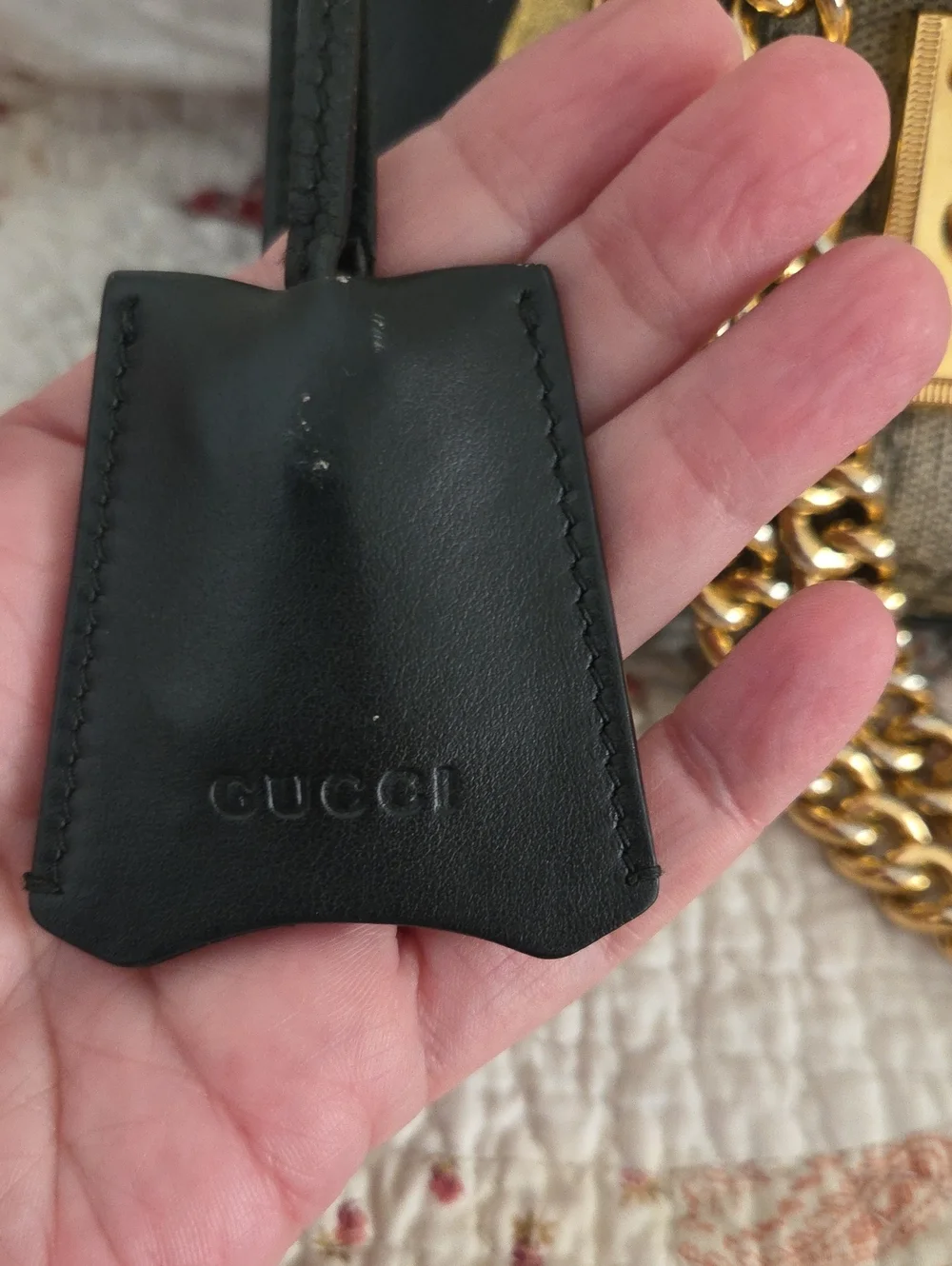 Gucci GG Supreme Shoulder Bag in Brown, Black & Gold